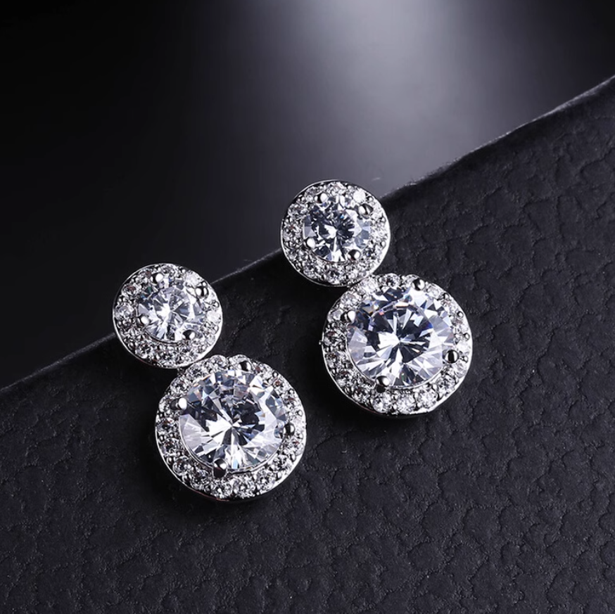 Cercei cu ace din argint 925 si cristale zirconii AAA