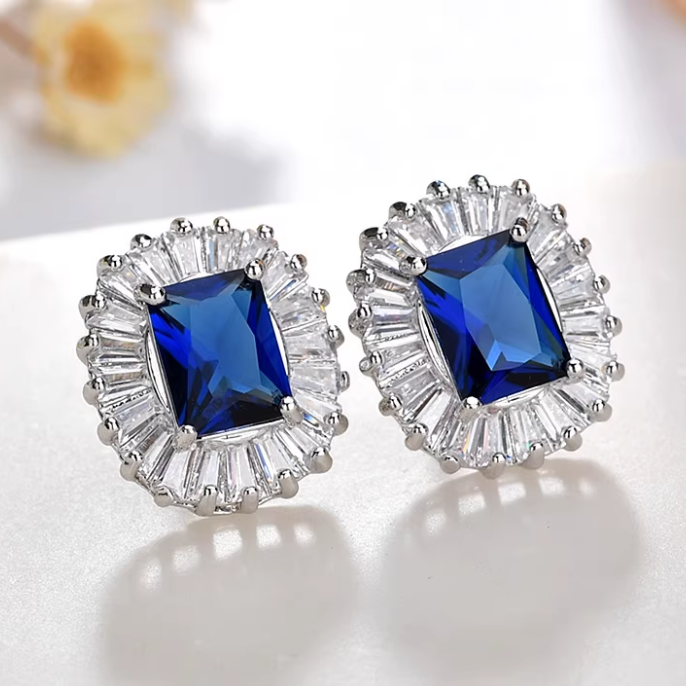 Cercei din otel inoxidabil cu ace din argint S925 si cristale zirconii