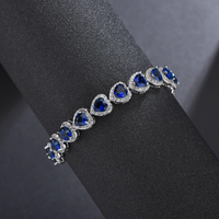 Bratara placata cu paladiu, cu zirconii inima si inchidere fixa