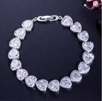 Bratara placata cu paladiu, cu zirconii inima si inchidere fixa