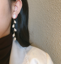 Cercei lungi placati cu aur 14k, cu cristale zirconii si ace de argint S925