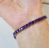 Bratara placata cu paladiu, cu cristale zirconii si inchidere fixa